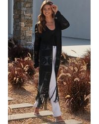 Sosandar - Crochet Tassel Detail Maxi Cardigan - Lyst
