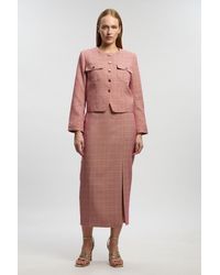 Karen Millen - Petite Tailored Check Pencil Midi Skirt - Lyst