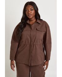 Boohoo - Plus Twill Collared Cinched Shirt - Lyst