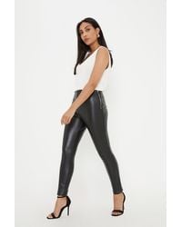 Wallis - Petite Faux Leather Leggings - Lyst