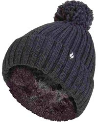 Heat Holders - Ladies Ribbed Cuffed Thermal Insulated Winter Pom Pom Bobble Hat - Lyst