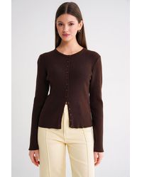 MixRay - Buttoned Slim Fit Ribbed Knit Cardigan - Lyst
