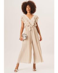 Gini London - Ruffle Detail Pleated Culotte Jumpsuit - Lyst