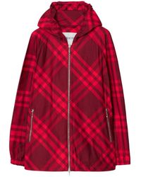 Burberry - Check Nylon Hooded Jacket - Lyst