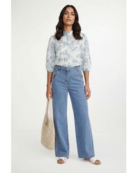 Wallis - Scenic Print Pleat Detail Organza Shirt - Lyst