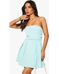 Boohoo - Petite Ruched Detail Structured Skater Dress - Lyst