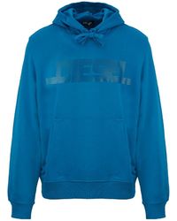 DIESEL - Monotone Logo Sapphire Hoodie Cotton - Lyst