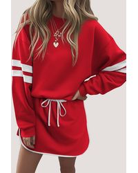 Azura Exchange - Sweatshirt Jurk Met Gestreepte Mouwen - Lyst