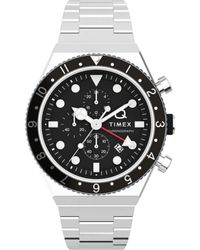 Timex - Q Gmt Horloge Zilverkleurig Tw2v69800 - Lyst
