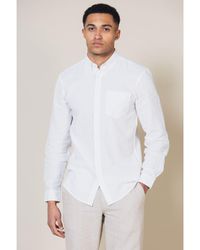 French Connection - White Long Sleeve Shirt With Linen Viscose - Lyst