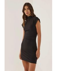Hiccup - Mini Bodycon Dress With Half Turtleneck And Shirred Detail - Lyst