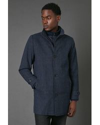MAINE - Wool Blend Funnel Neck Coat With Insert - Lyst