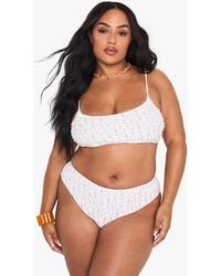 Boohoo - Plus Reversible Ditsy Floral Tie Side Bikini Bottoms - Lyst