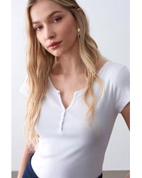 Dilvin - Slim Fit Cotton U-Neck T-Shirt - Lyst