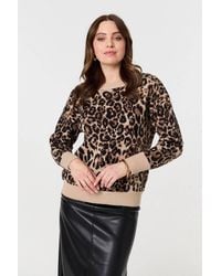 Izabel London - Animal Print Contrast Hem Knit Jumper - Lyst