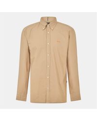 BOSS - Embroidered Collared Neck Button Down Long Sleeve Shirt - Lyst