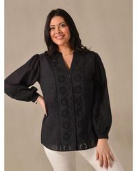 Live Unlimited - Cotton Broderie Detail Blouse - Lyst