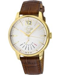 Gv2 - Rovescio Ipyg Case, Dial With Embossed Texture, Genuine Italian Handmade Light Leather Strap - Lyst