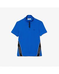 Lacoste - Ribbed Collar Zip Neck Short Sleeve Polo Shirt - Lyst