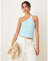 Abercrombie & Fitch - One Shoulder Asymetric Ribbed Tank Top - Lyst