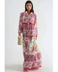 Hiccup - Patterned V-Neck Maxi Dress With Button Closure - Lyst