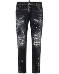 DSquared² - Tidy Biker Jean Paint Splash Reinforced Ripped Jeans Cotton - Lyst
