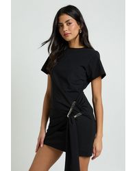 Boohoo - Trim Belted Cap Sleeve Dress - Lyst