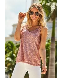 Sosandar - Sequin V Neck Cami Top - Lyst