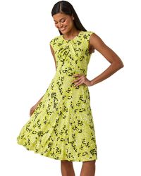 Roman - Ditsy Floral Keyhole Twist Dress - Lyst