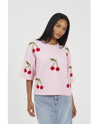 Brave Soul - Short Sleeve Cherry Jacquard Knit Jumper - Lyst