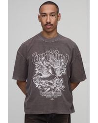BoohooMAN - Washed Oversized Boxy Extended Neck Exposed Seam Dove T-Shirt Cotton - Lyst