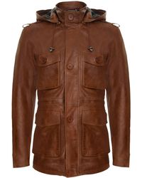 Infinity Leather - Hooded Trench Multi-Pocket Overcoat Jacket - Lyst