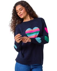 Roman - Multi Heart Detail Longline Jumper - Lyst