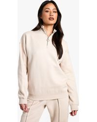 Boohoo - Tall O Ring Detail Half Zip Sweatshirt - Lyst