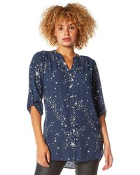 Roman - Glitter Star Print Button Through Blouse - Lyst