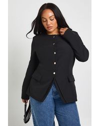 Boohoo - Plus Button Down Split Hem Blazer - Lyst