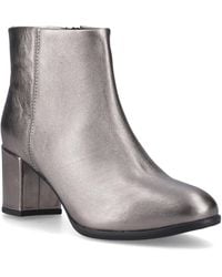 Hush Puppies - Claridy Leather Pewter Heeled Ankle Boots - Lyst
