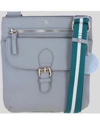 Ashwood Leather - Flat Crossbody Bag With Contrast Strap - Lyst
