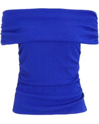 Quiz - Textured Bardot Ruched Top - Lyst