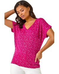 Roman - Foil Print V-Neck Knitted Top - Lyst