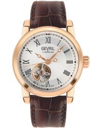 Gevril - Madison Swiss Automatic Iprg Dial Leather Watch - Lyst