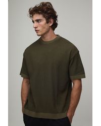 BoohooMAN - Regular Fit Ribbed Ringer Knitted T-Shirt - Lyst