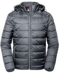 Russell - Nano Hooded Padded Jacket (Iron) - Lyst