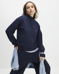 River Island - Top Long Sleeve Funnel Neck Cotton - Lyst