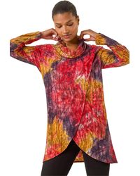 Roman - Textured Burnout Cowl Neck Top - Lyst