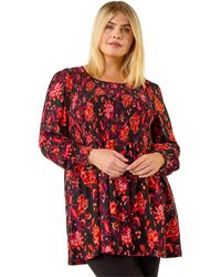 Roman - Curve Floral Print Stretch Top - Lyst