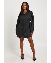 Boohoo - Plus Collarless Cinched Waist Blazer Dress - Lyst