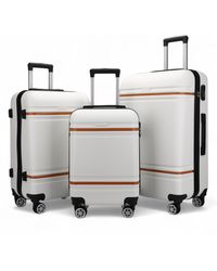 Infinity Leather - Hardshell Cream Cabin Suitcase Robust Abs Lightweight Luggage Holiday Bag - Lyst
