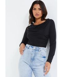 Quiz - Ruched Cowl Neck Top - Lyst