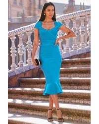 Sosandar - Topaz Premium Fluted Hem Bandage Jersey Dress - Lyst